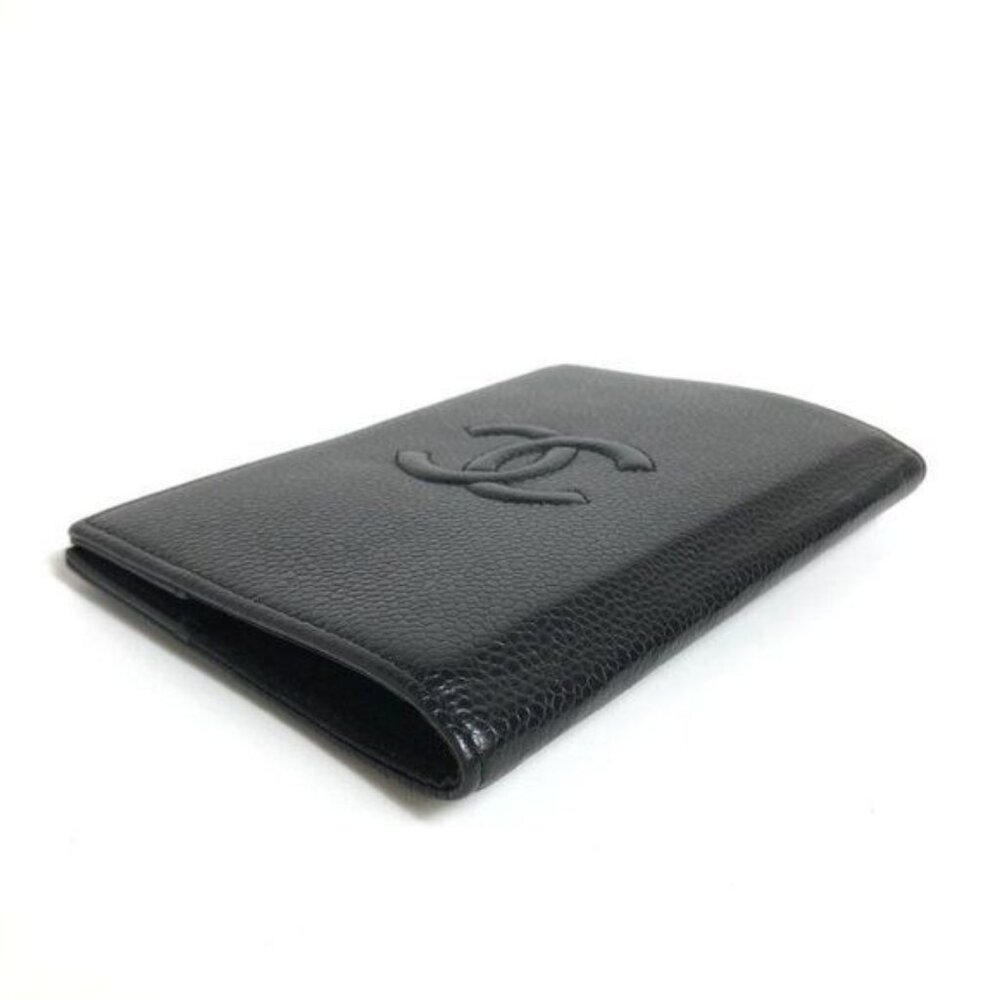 Authentic CHANEL CC Timeless Caviar Passport Holder Agenda Case Black Leather - Picture 4 of 8